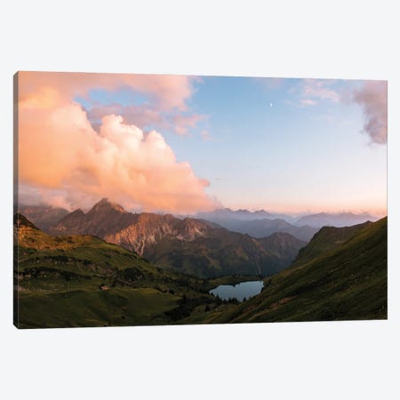 Mountain Range In The German Alps With Lake During Sunset Canvas Print #SCE20} by Michael Schauer Canvas Wall Art