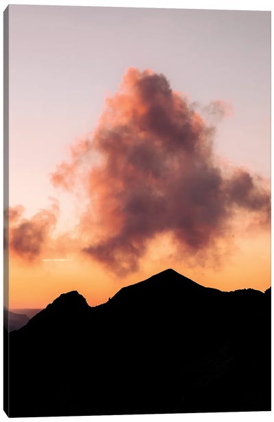 Minimalist Cloud In The Mountains During Burning Sunset Canvas Art Print - Michael Schauer