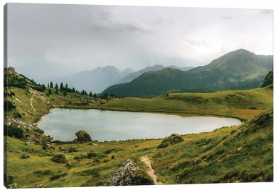 Calm Mountain Lake In The Dolomite Mountains Canvas Art Print - Michael Schauer