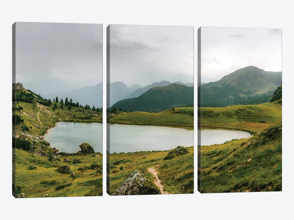 Calm Mountain Lake In The Dolomite Mountains by Michael Schauer 3-piece Canvas Print