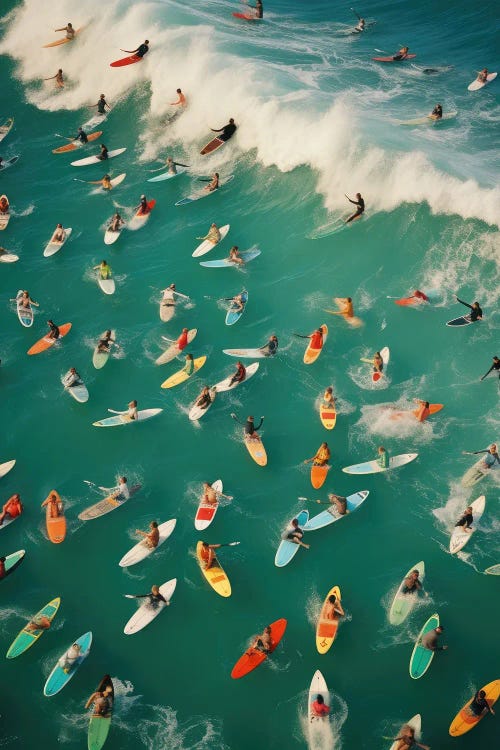 Surfers In The Summer by Michael Schauer wall art