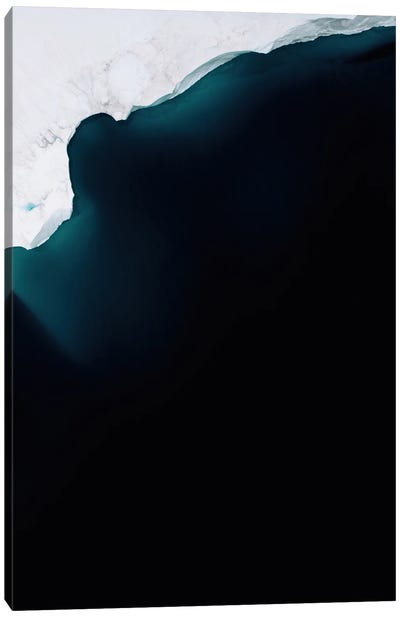 Minimalist Iceberg In The Deep Blue Ocean Canvas Art Print - Aerial Photography