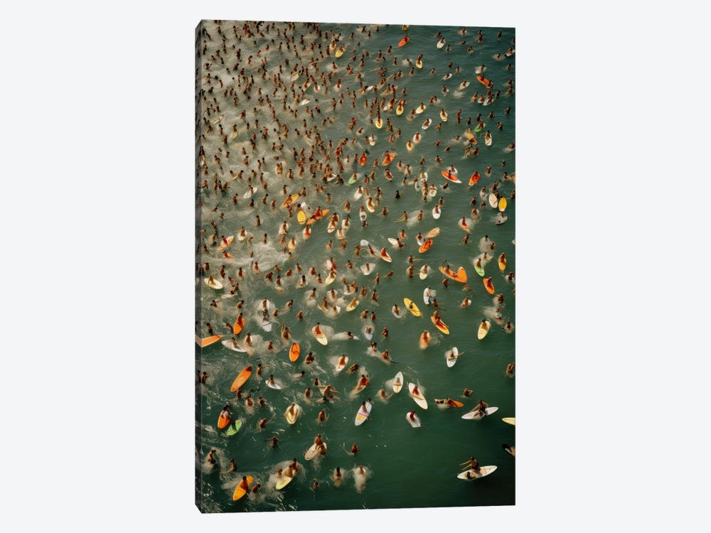 Surfers In The Summer In The Ocean by Michael Schauer 1-piece Canvas Wall Art