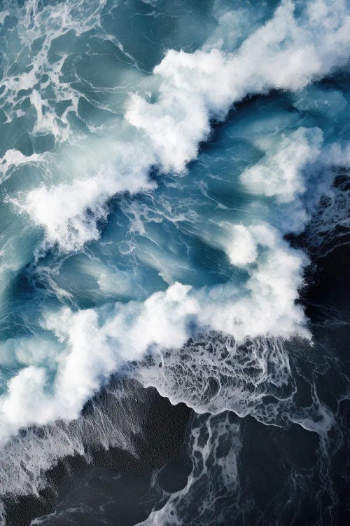 Wave On A Black Beach In Iceland - Aerial Landscape Photography