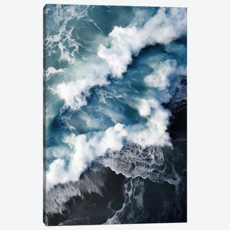 Wave On A Black Beach In Iceland - Aerial Landscape Photography Canvas Print #SCE261} by Michael Schauer Canvas Art