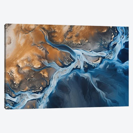 River Landscape In Iceland From Above Canvas Print #SCE263} by Michael Schauer Canvas Wall Art
