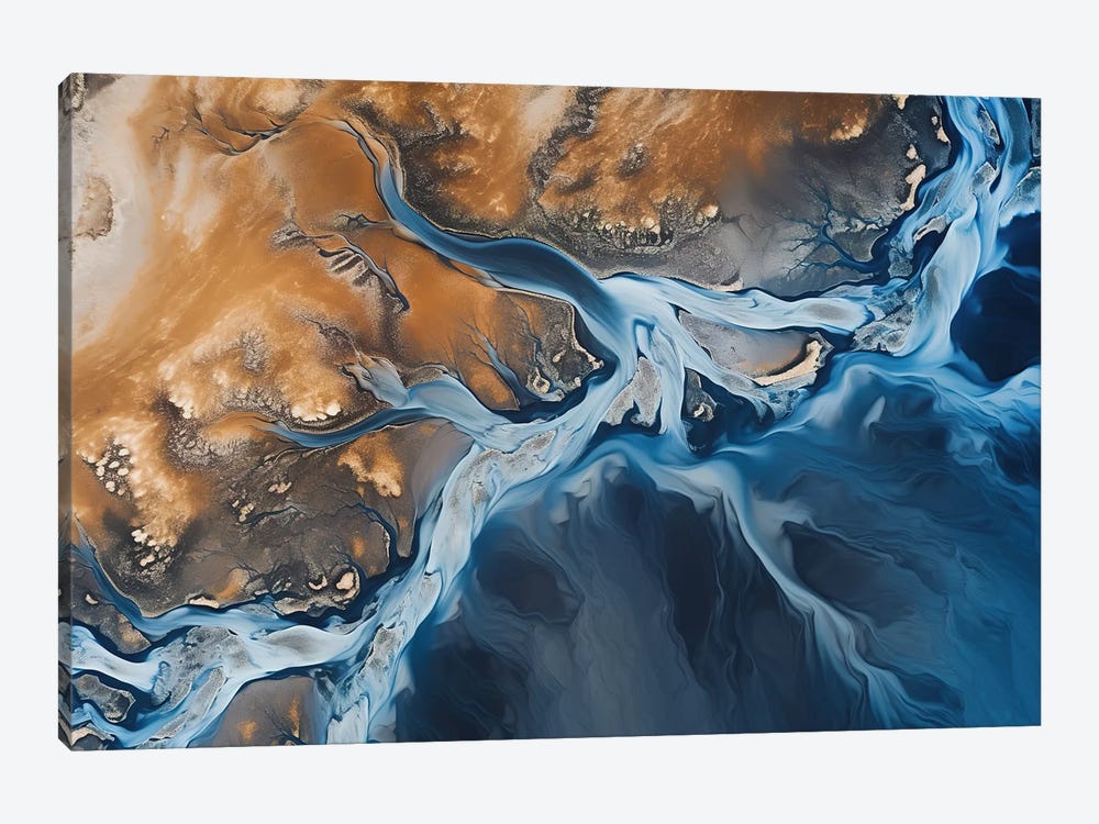 River Landscape In Iceland From Above by Michael Schauer 1-piece Canvas Artwork