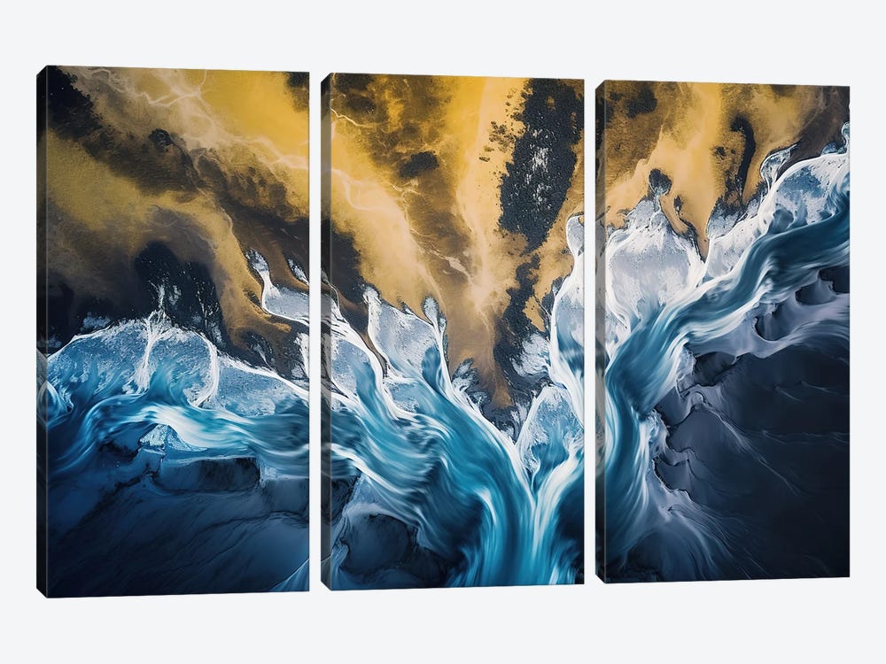 Iceland's Glacial Rivers From Above by Michael Schauer 3-piece Canvas Artwork