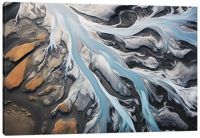 River Landscape In Iceland Canvas Art Print - River, Creek & Stream Art