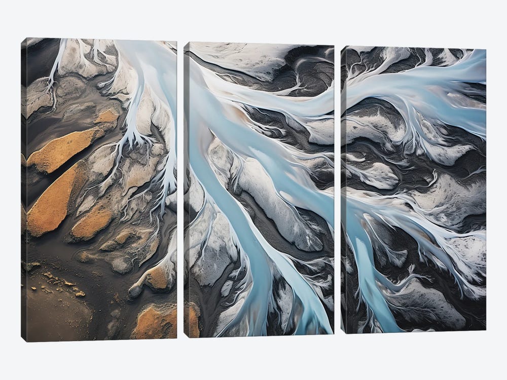 River Landscape In Iceland by Michael Schauer 3-piece Art Print