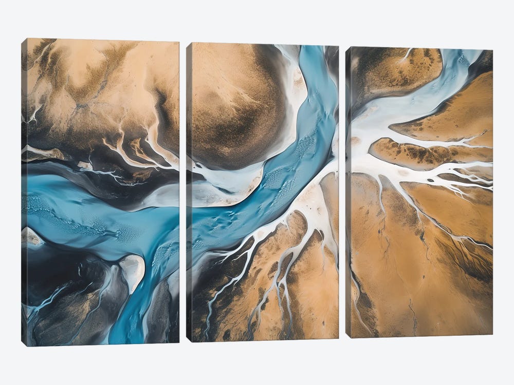 Glacial River Landscape In Iceland From Above by Michael Schauer 3-piece Canvas Wall Art