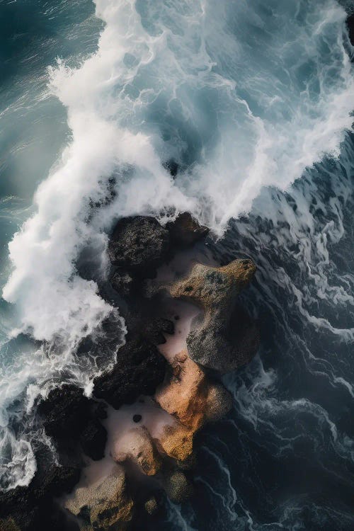 Wild Waves Crashing Against The Rocky Coast In Spain by Michael Schauer wall art