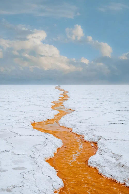 Minimalist Surreal Photograph Of A Salt Flat With An Orange River Flowing Towards The Horizon by Michael Schauer wall art