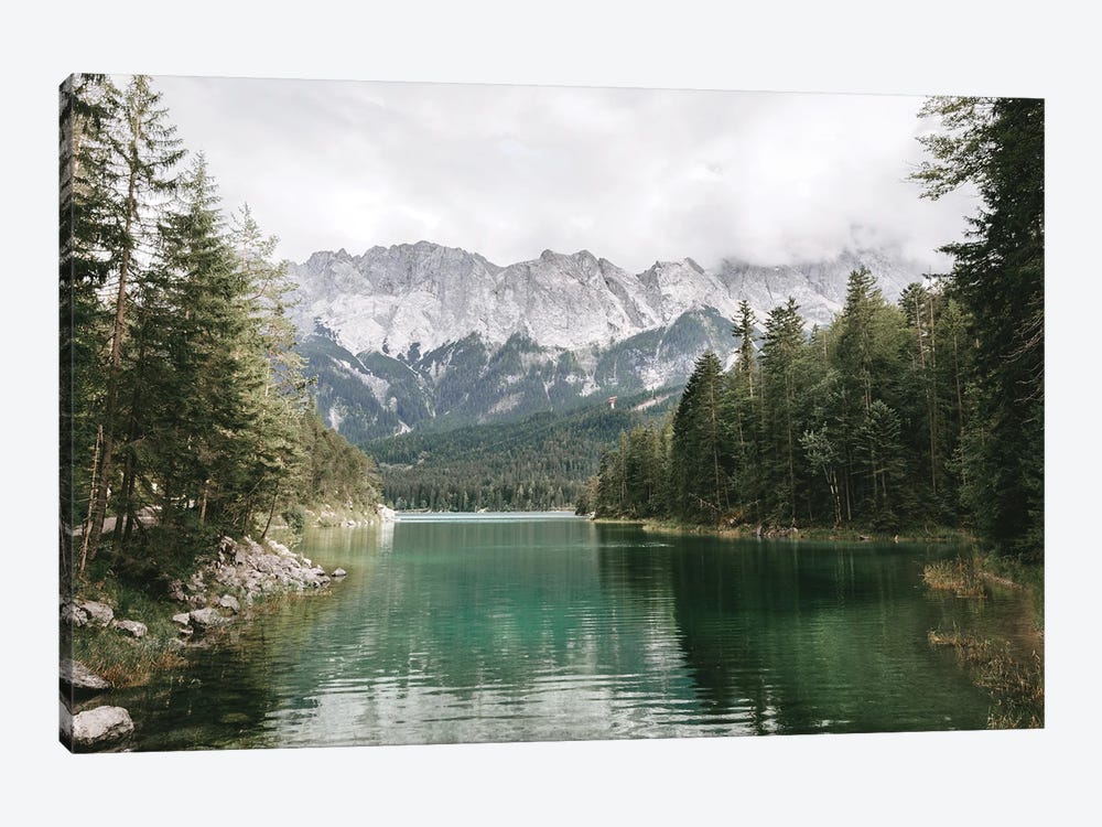 Calm Lake Eibsee With Zugspitze Mountain And Forest by Michael Schauer 1-piece Canvas Artwork