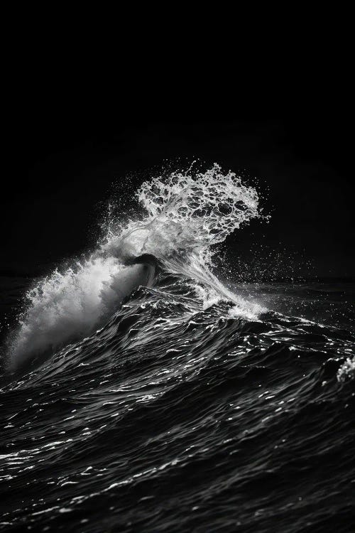Minimalist Black And White Photography Of A Powerful Crashing Wave