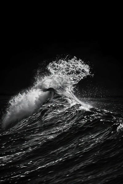 Minimalist Black And White Photography Of A Powerful Crashing Wave