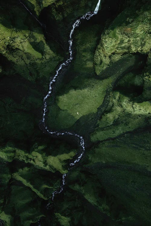 Icelandic River From Above In A Green Valley In Iceland