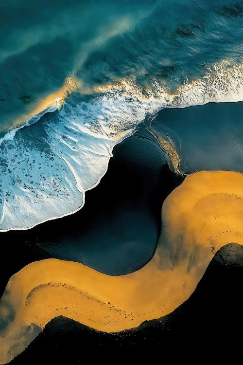 Icelandic Black Sand Beach With Wild Waves Crashing by Michael Schauer wall art