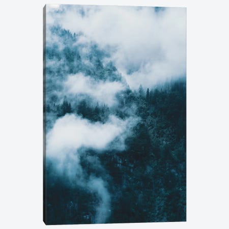 Surreal Forest In The Mountains With Sweeping Clouds Canvas Print #SCE34} by Michael Schauer Canvas Wall Art