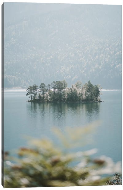 Forest Island In A Mountain Lake Canvas Art Print - Michael Schauer