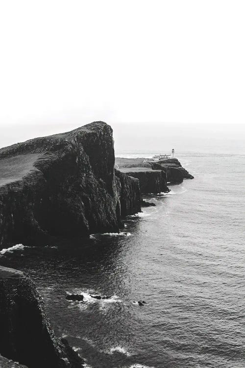 Black And White Lighthouse On The Coast Of The Isle Of Skye In Scotland