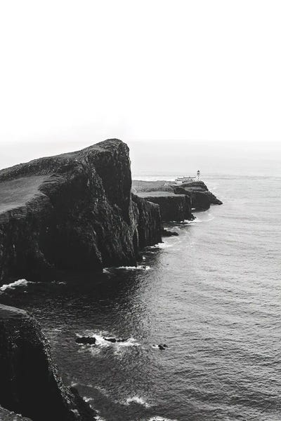 United Kingdom: Black And White Lighthouse On The Coast Of The Isle Of Skye In Scotland by Michael Schauer