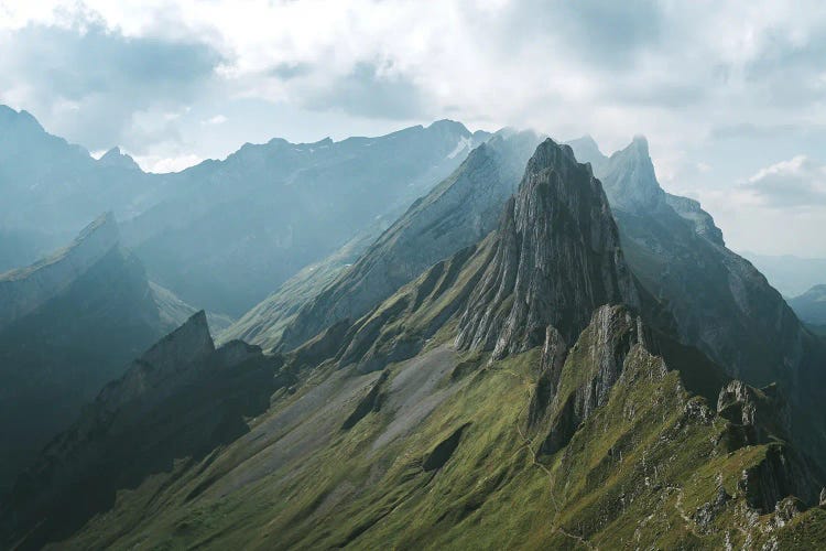 Swiss Mountain Peak In Appenzell