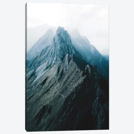 Swiss Mountain Peaks In Appenzell On A Hazy Day Canvas Print #SCE49} by Michael Schauer Canvas Artwork