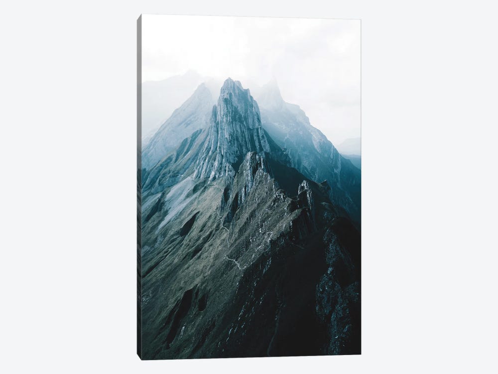 Swiss Mountain Peaks In Appenzell On A Hazy Day by Michael Schauer 1-piece Art Print