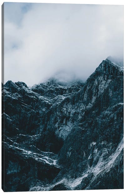 Majestic Mountain Peaks Shrouded In Clouds Canvas Art Print - Michael Schauer