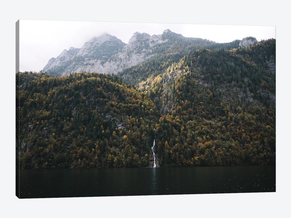 Waterfall Flowing Into A Mountain Lake by Michael Schauer 1-piece Canvas Art Print