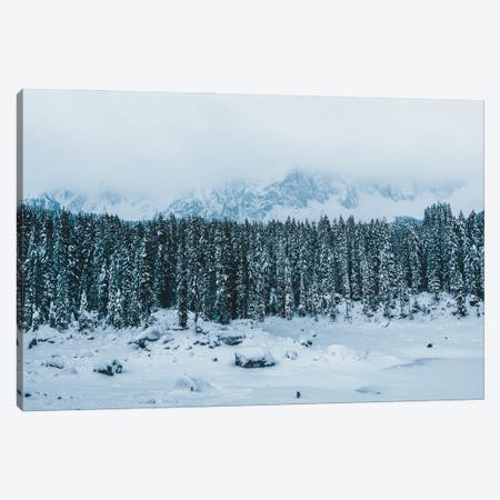 Frozen Forest Mountain Lake In The Italian Dolomites Canvas Print #SCE53} by Michael Schauer Canvas Print