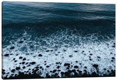 Water And Waves Coming On To A Black Beach In Iceland Canvas Art Print - Michael Schauer