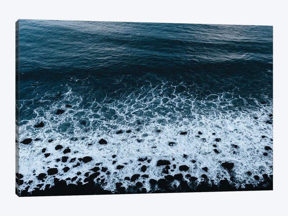Water And Waves Coming On To A Black Beach In Iceland by Michael Schauer 1-piece Canvas Print