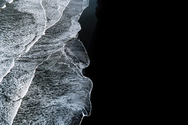 Iceland: Minimalist Black Sand Beach With Crashing Waves In Iceland by Michael Schauer