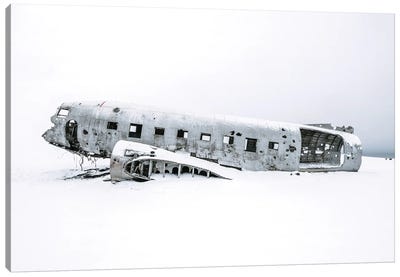 Minimalist Plane Wreck In Iceland Canvas Art Print - Michael Schauer