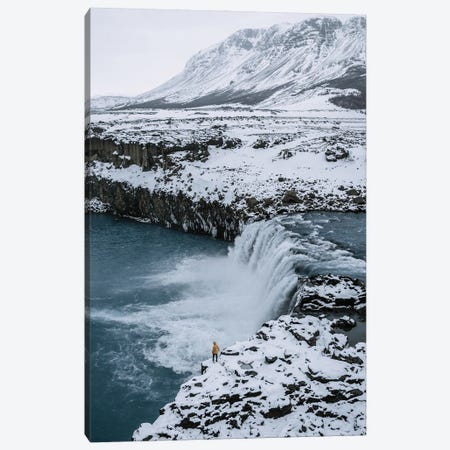 Small Person Standing In Front Of An Icelandic Waterfall Canvas Print #SCE70} by Michael Schauer Canvas Print