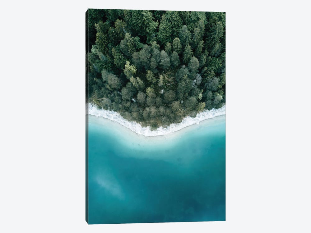 Calm Forest Lake - Green And Blue Symmetry by Michael Schauer 1-piece Canvas Art