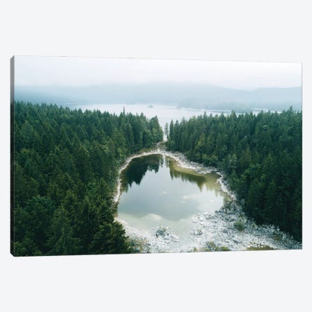 Lake Separated By Pine Forest Canvas Print #SCE75} by Michael Schauer Canvas Wall Art