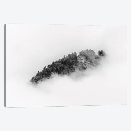 Black And White Forest Island In Minimal Clouds Canvas Print #SCE80} by Michael Schauer Canvas Artwork