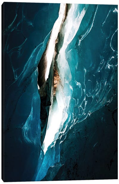 Light Through The Cracks Of A Glacier Canvas Art Print - Glacier & Iceberg Art