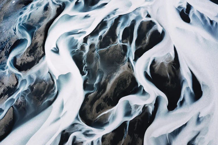 Glacial Rivers In Iceland From Above