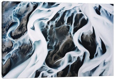 Glacial Rivers In Iceland From Above Canvas Art Print - Michael Schauer