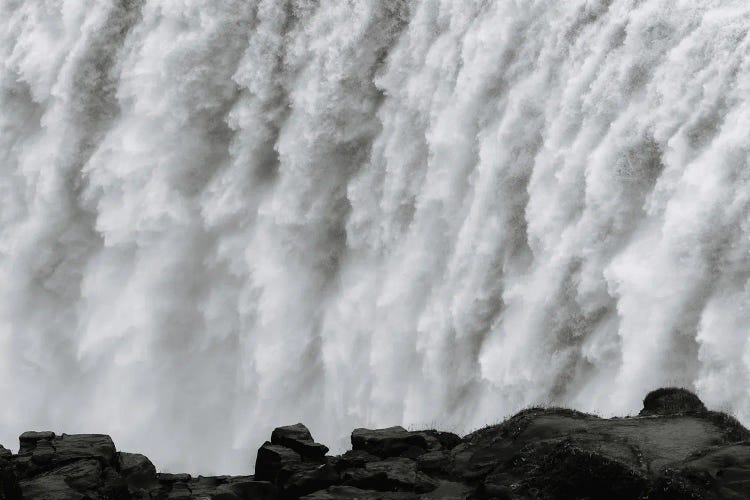 Roaring Dettifoss Waterfall In Iceland - Black And White