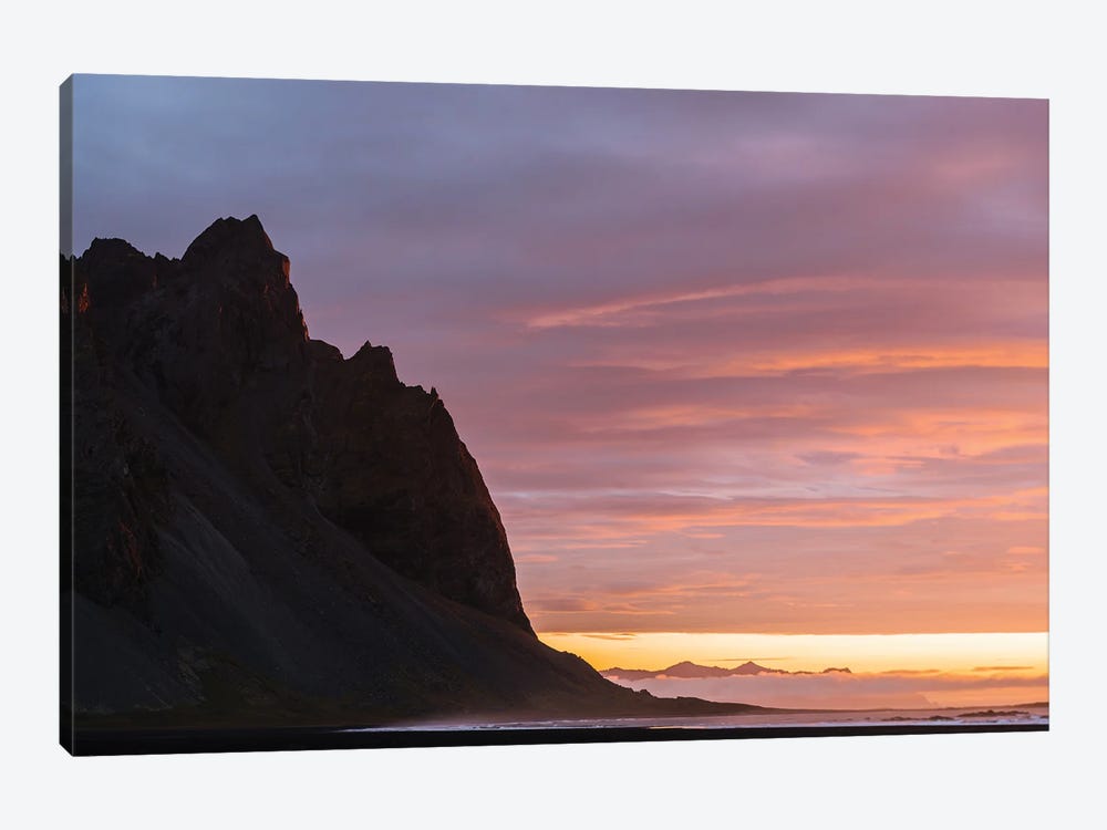 Minimalist Stokksnes Mountain In Iceland During A Burning Sunrise by Michael Schauer 1-piece Canvas Wall Art