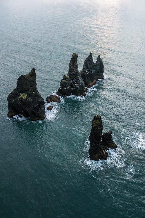 Sea Stacks On Vík Black Sand Beach In Iceland