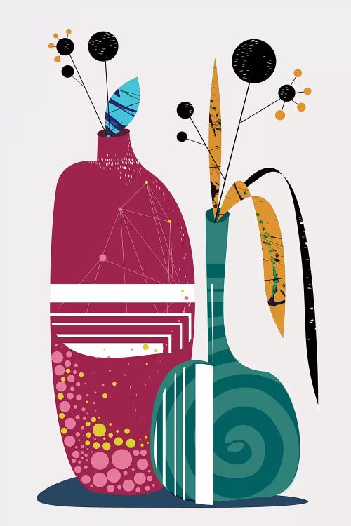 Mid-Mod Flower Pot by Soul Curry Art & Illustrations wall art