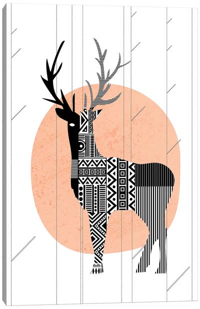 Nordic Deer Canvas Art Print - Scandinavian Office