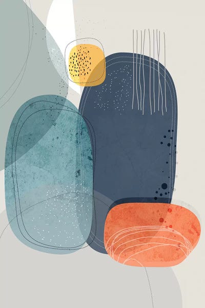 Mid-Century Modern Living Room: Rock Faces by Soul Curry Art & Illustrations