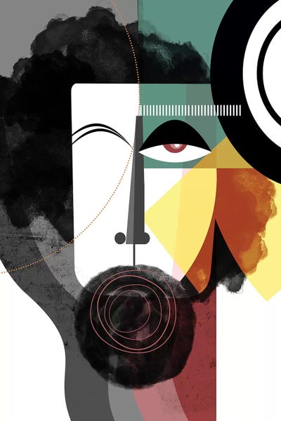 Mid-Century Modern Living Room: Bearded Man by Soul Curry Art & Illustrations